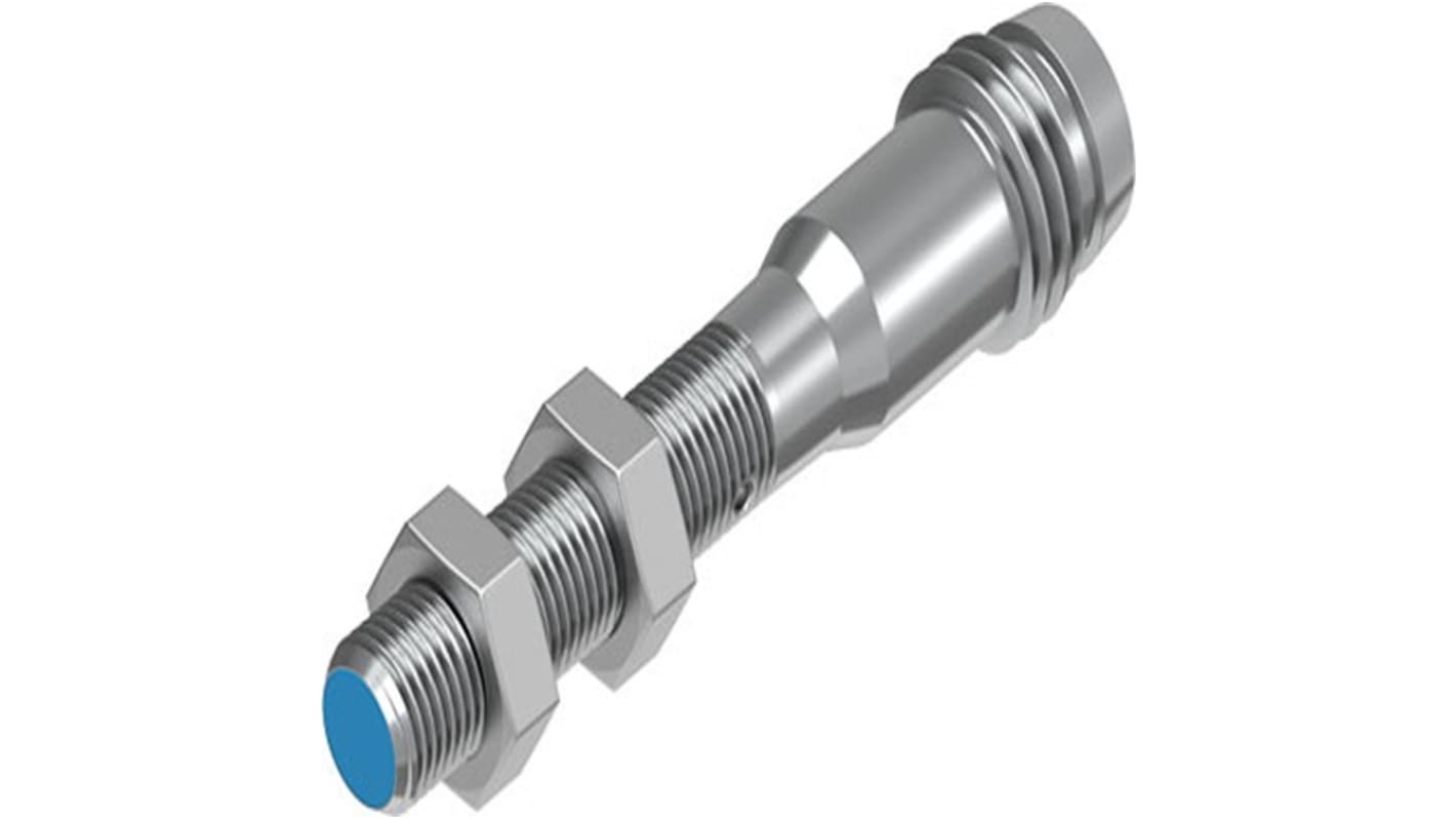 Festo SIEN Series Inductive Barrel-Style Proximity Sensor, M5 x 0.5, 0.8 mm Detection, NPN Output, 10 → 30 V dc,