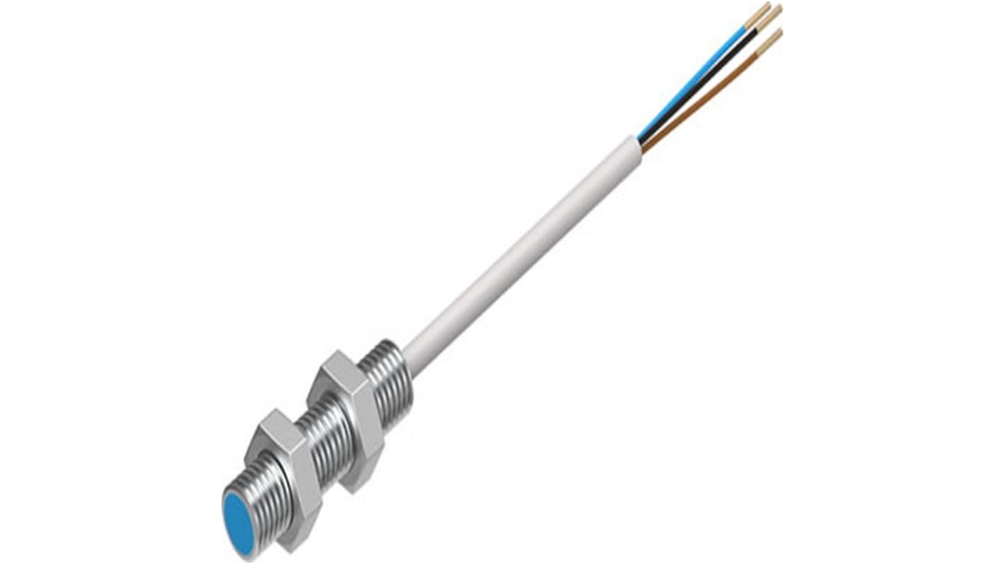 Festo SIEN Series Inductive Barrel-Style Proximity Sensor, M8 x 1, 1.5 mm Detection, NPN Output, 10 → 30 V dc,