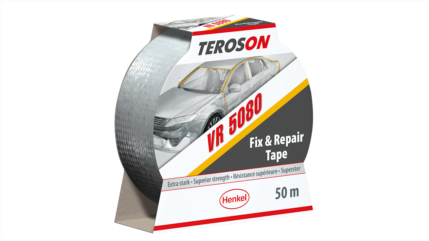 Cinta americana, Caucho sintético Teroson TEROSON VR 5080 de color Gris metálico, 50mm x 25m, grosor 0.226mm