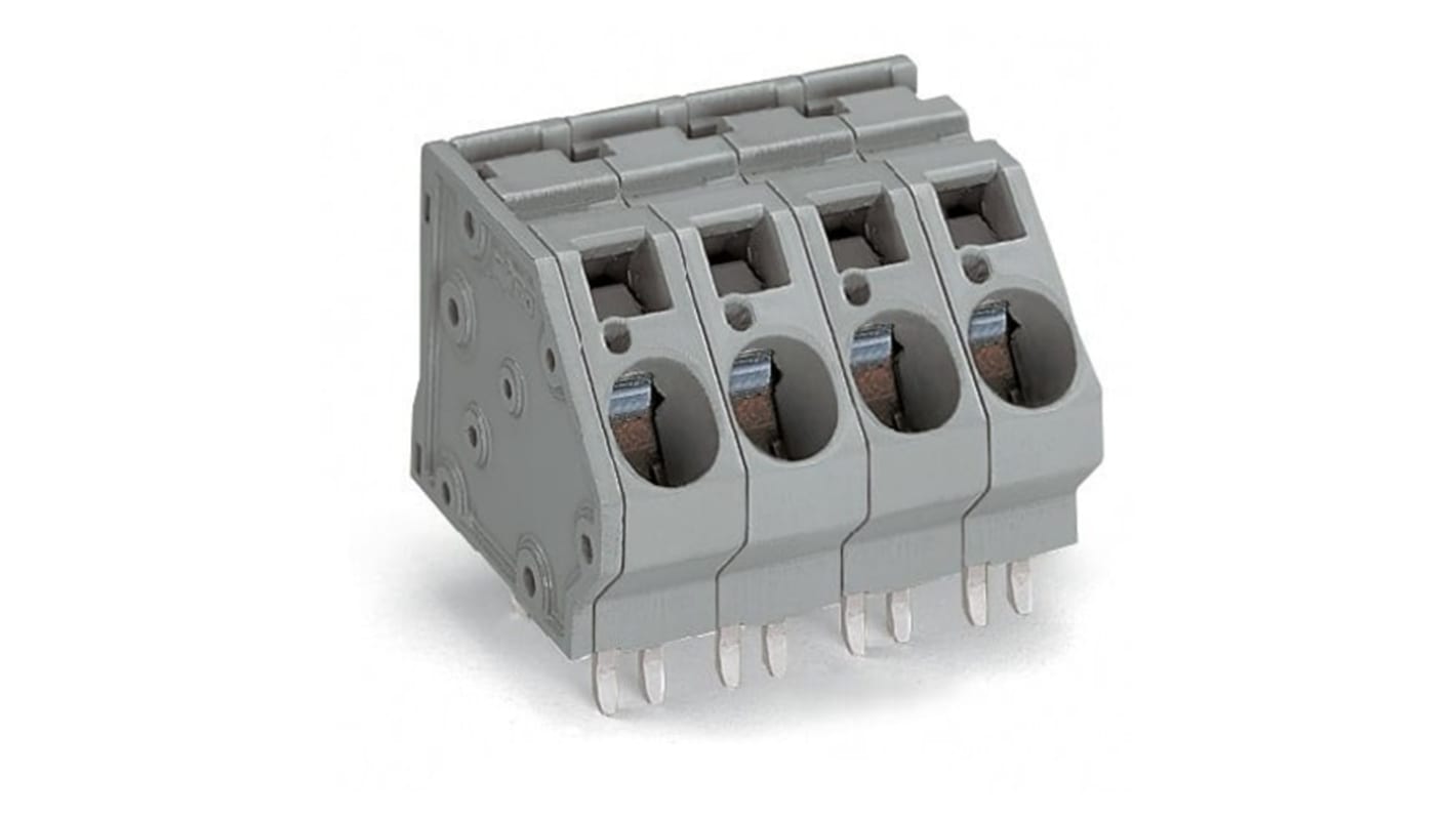 Wago 745 Series PCB Terminal Block, 5-Contact, 10mm Pitch, PCB Mount, 1-Row, Cage Clamp Termination