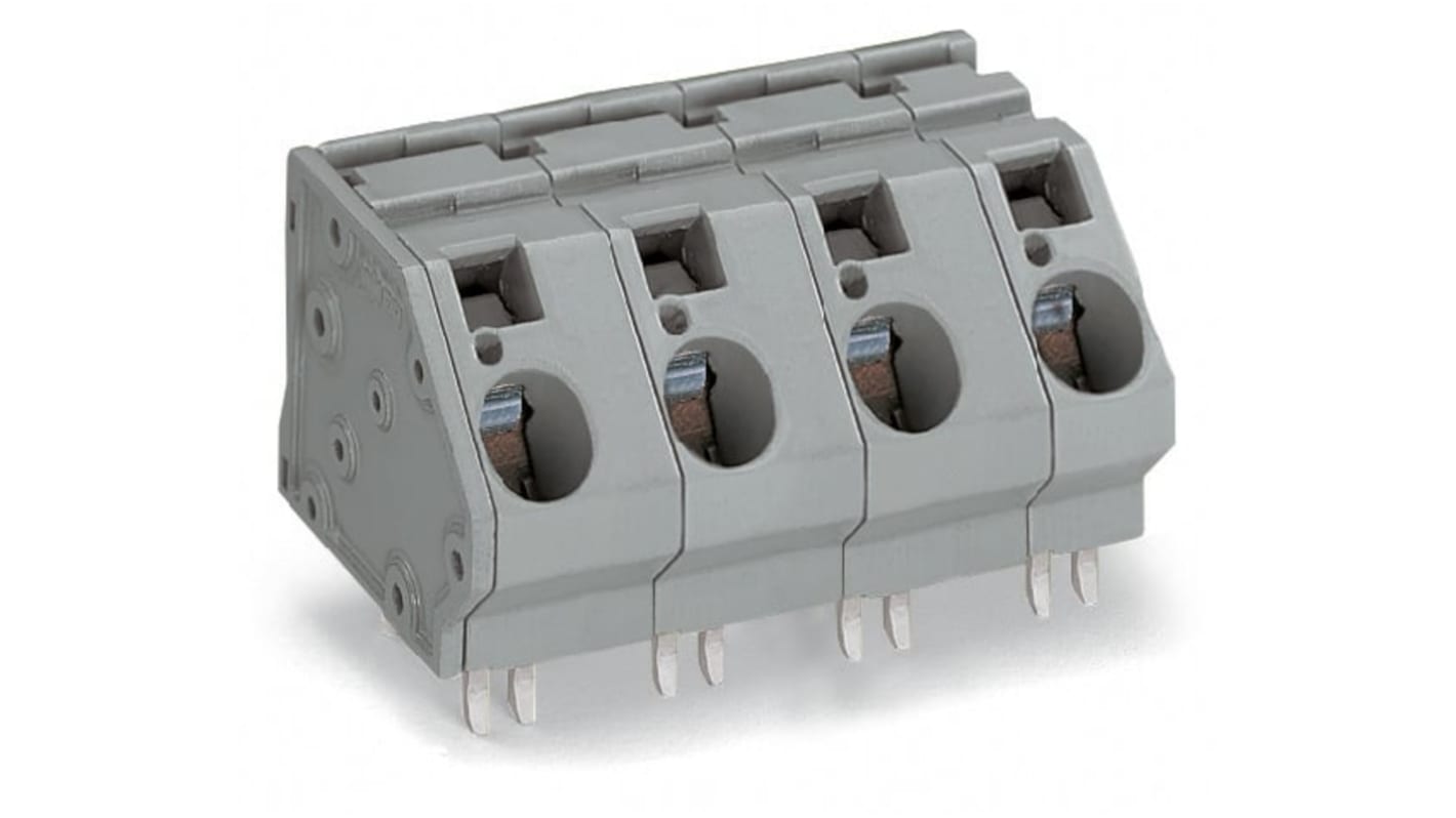 Wago 745 Series PCB Terminal Block, 2-Contact, 15mm Pitch, PCB Mount, 1-Row, Cage Clamp Termination