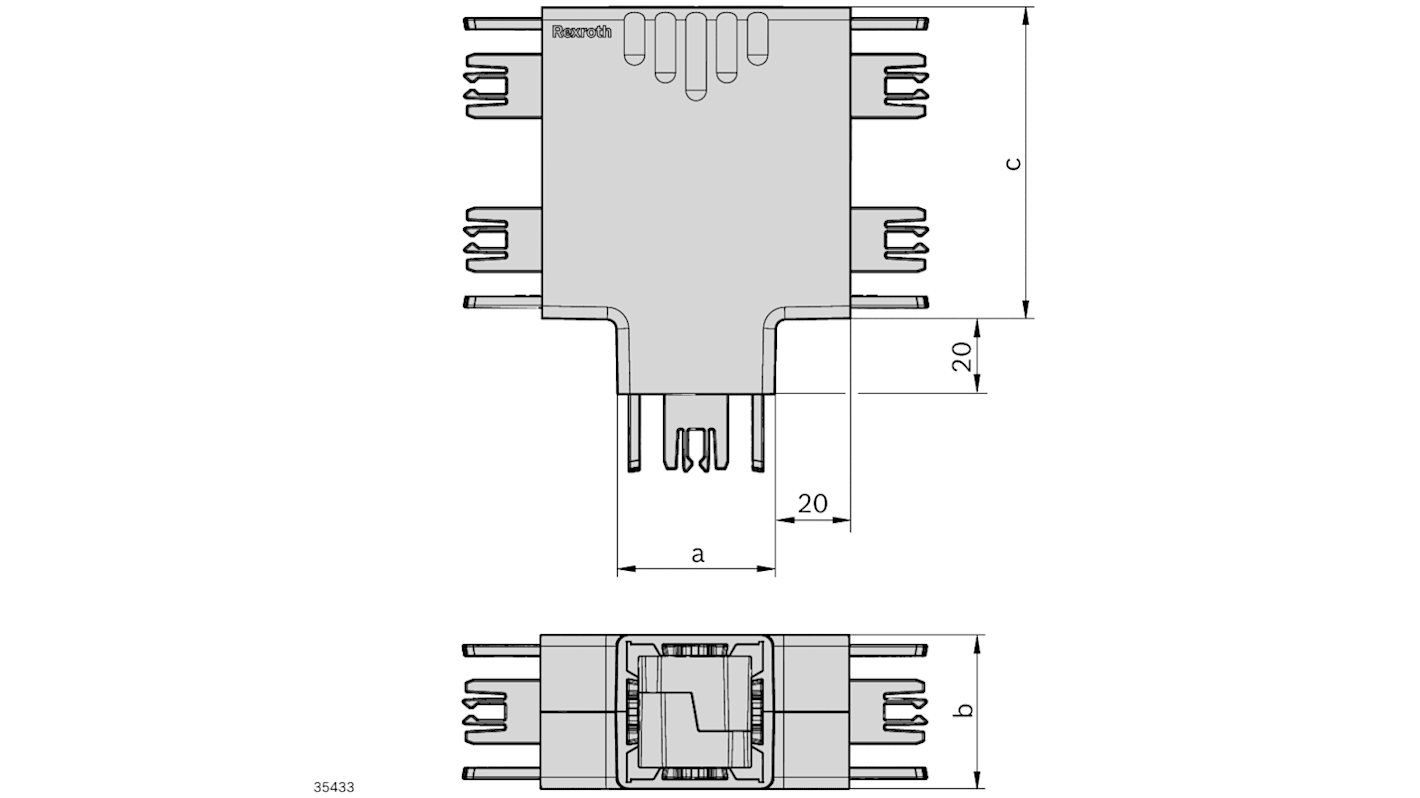 Gestión de cables de sistema estructural Bosch Rexroth 3842558648, 80mm PP Organizador de cables