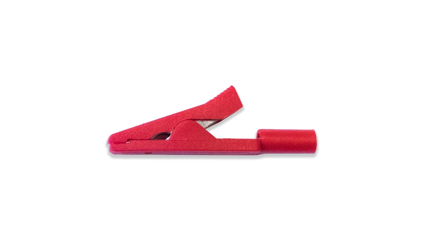 Clip a coccodrillo Mueller Electric, 10A, isolato, col. Rosso