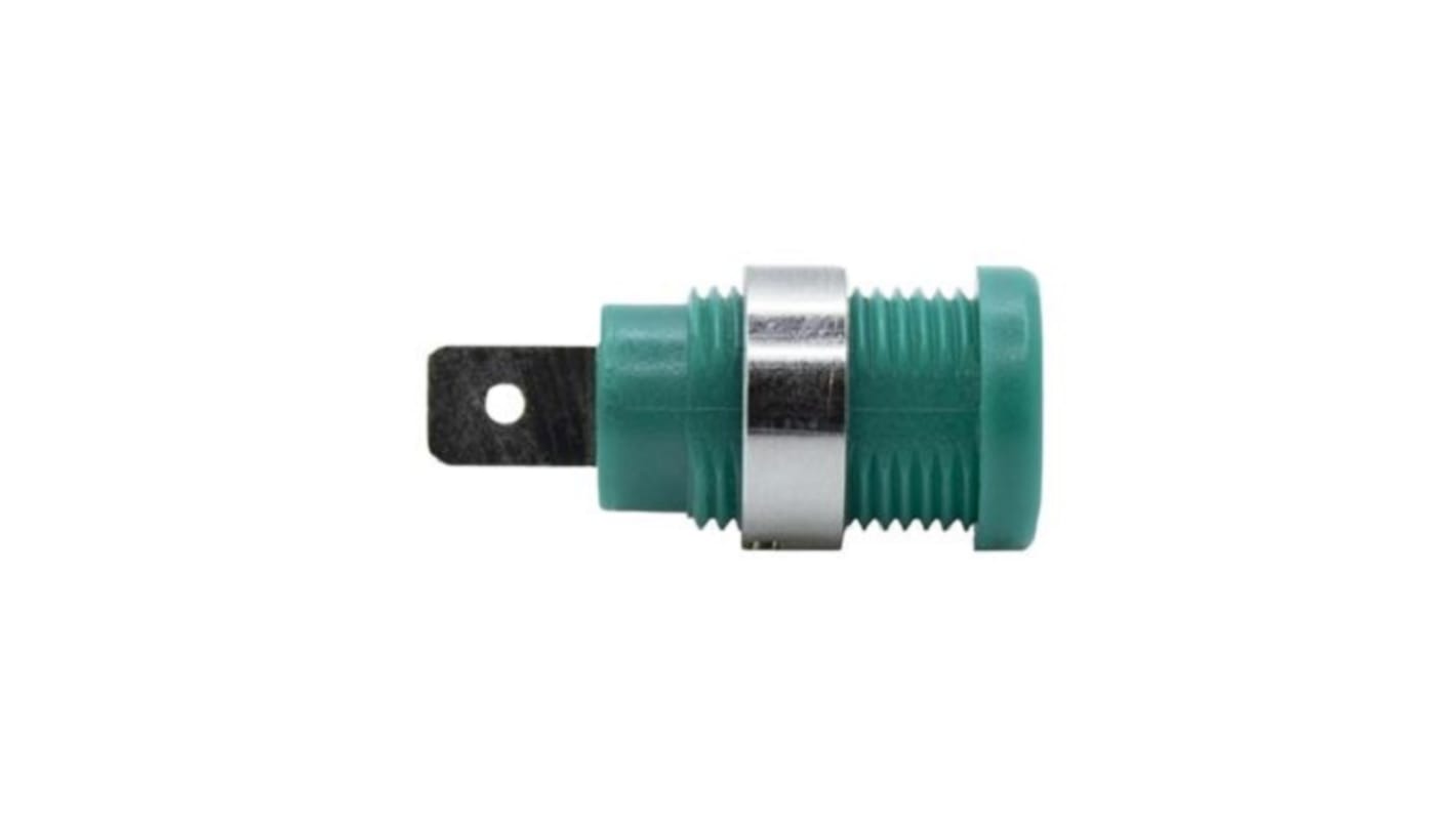 Mueller Electric Green Plug Banana Connectors, 4 mm Connector, Solder Lug Termination, 35A, 1kV, Nickel Plating