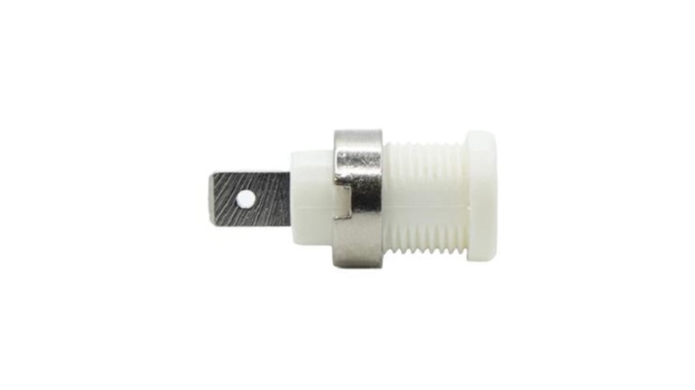 Mueller Electric White Plug Banana Connectors, 4 mm Connector, Solder Lug Termination, 35A, 1kV, Nickel Plating