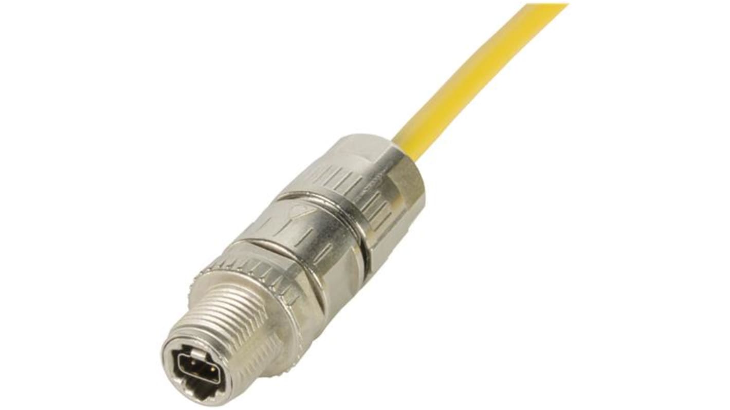 HARTING Straight Male M12 to Ethernet Cable, Shielded, Yellow