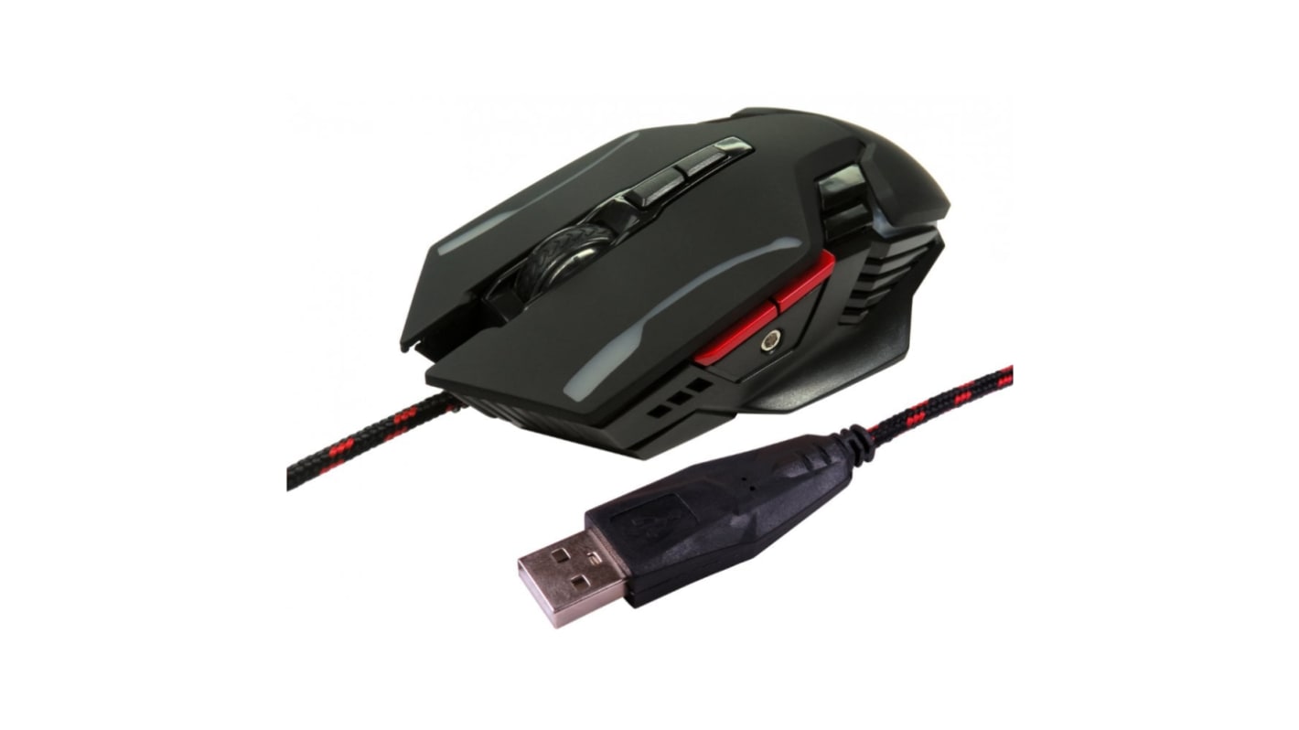 Mouse Ottico Ergonomica Nero USB Cablato NewLink, pulsanti 7