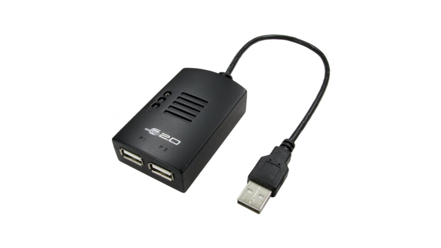 2 Port USB 2.0 USB A  Hub, USB Powered, 77 x 42 x 20mm