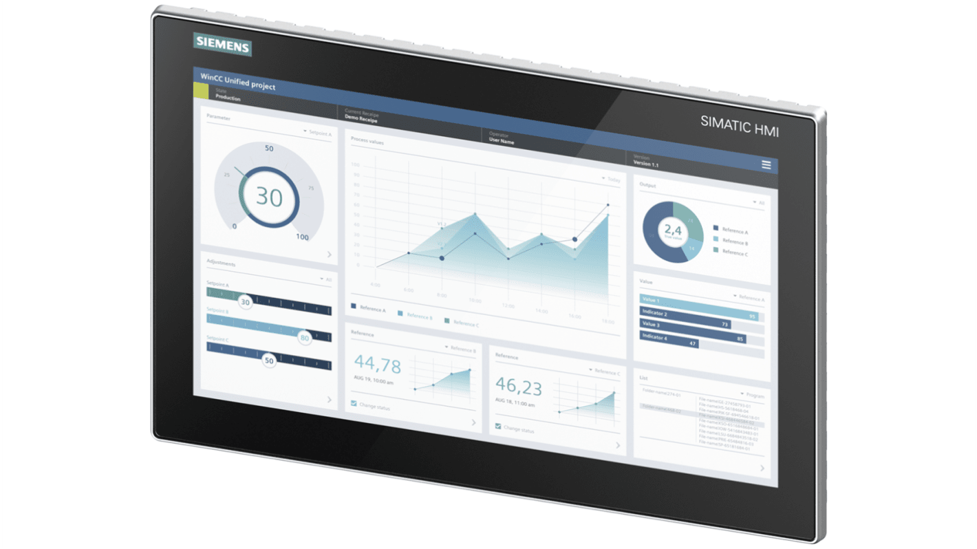 Pannello HMI Siemens, SIMATIC, 15,6 poll., serie 6AV2128, display TFT