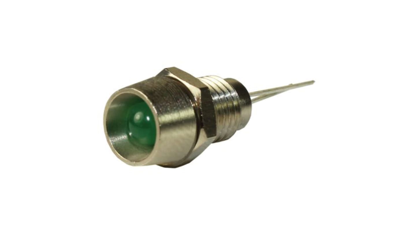 CAMDENBOSS 513 Series Green Panel Mount Indicator, 5V, 8mm Mounting Hole Size, Lead Wires Termination