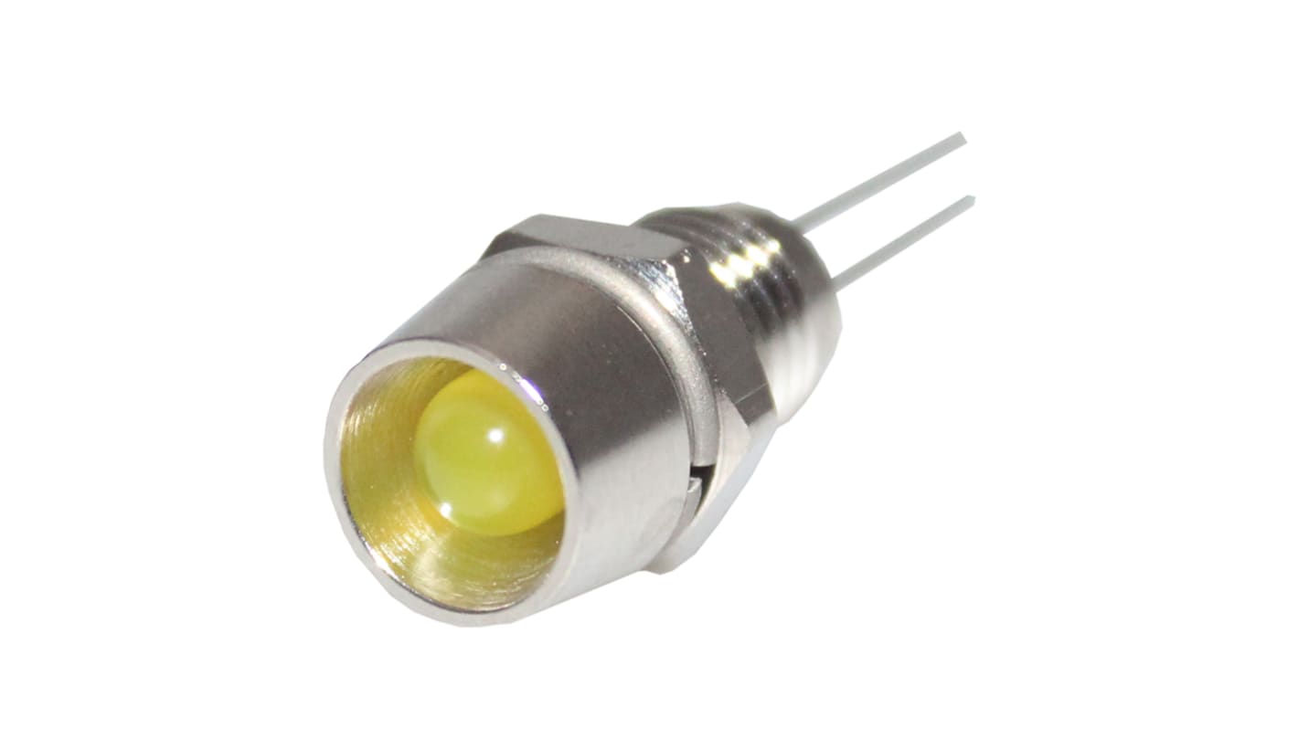 CAMDENBOSS 513 Series Yellow Panel Mount Indicator, 5V, 8mm Mounting Hole Size, Lead Wires Termination