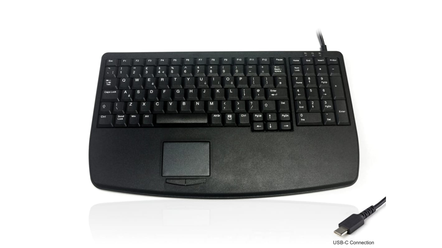 Tastiera con touchpad Nero Cablato USB Ceratech, QWERTY (US) Compatta