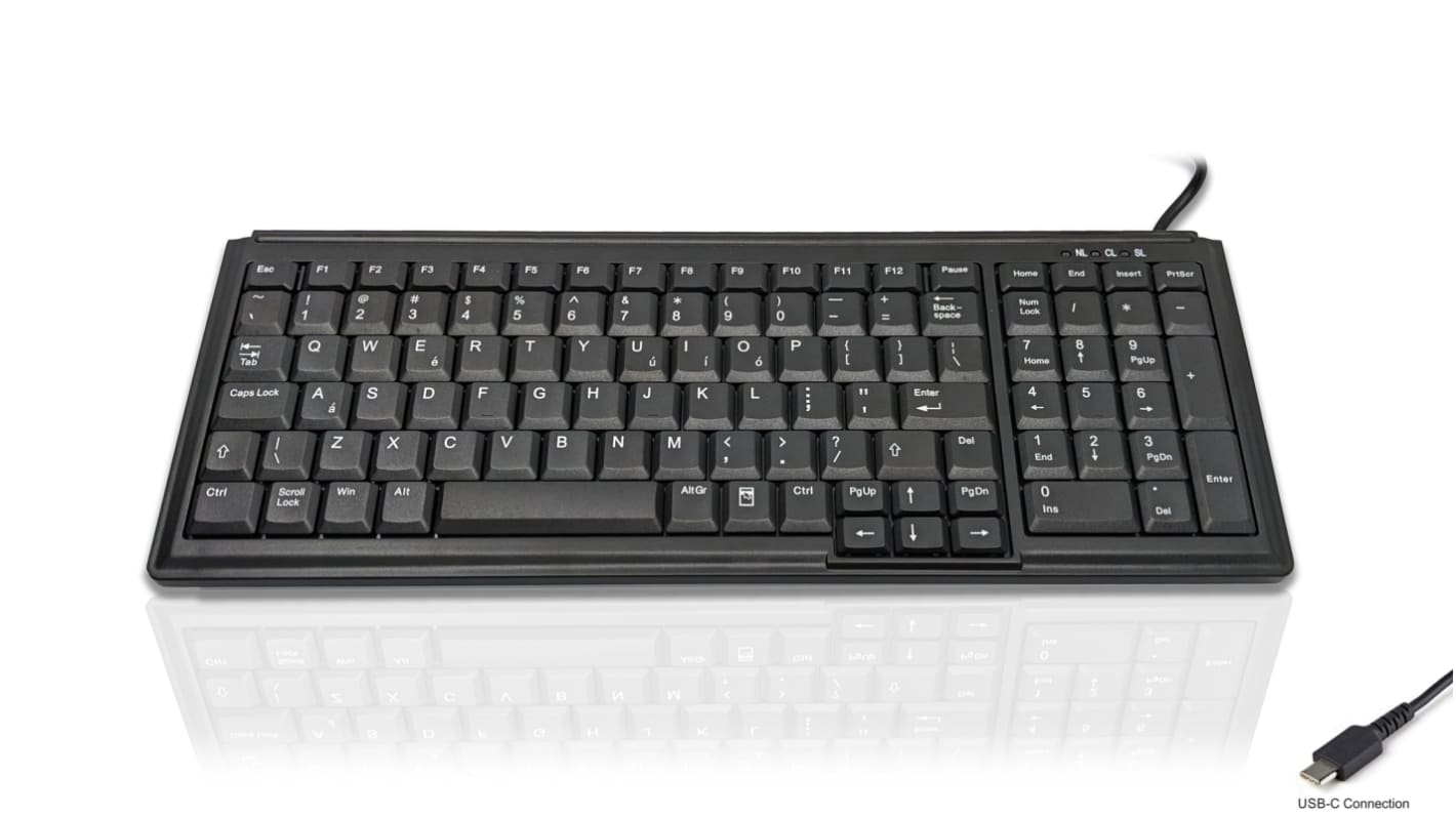 Teclado Ceratech, , Con cable, Negro, USB, Compacto, QWERTY (EE.UU.)