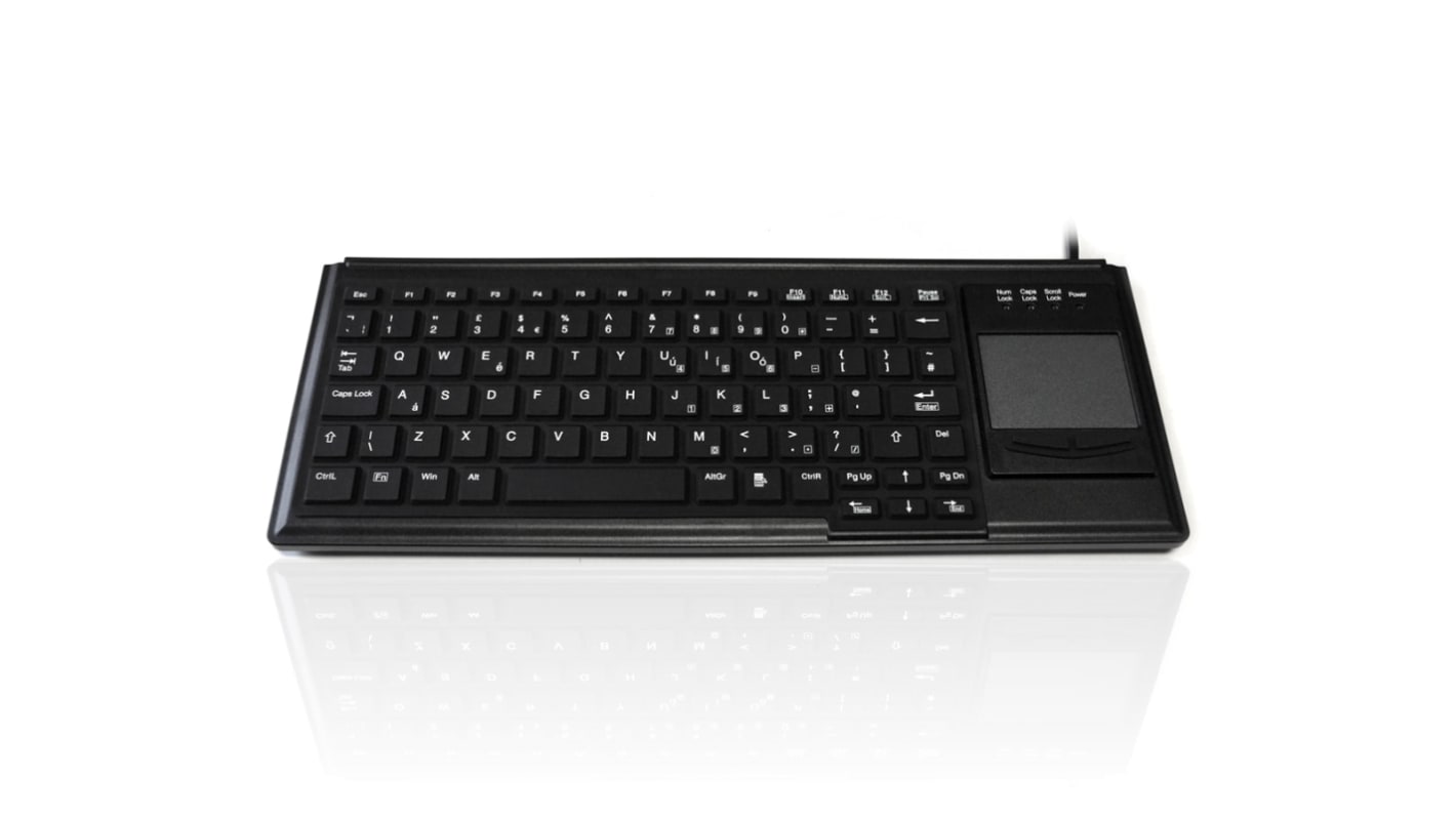 Ceratech KYB500-K82F-UB Wired USB Compact Touchpad Keyboard, QWERTY (UK), Black