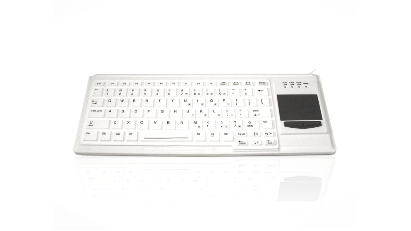 Ceratech KYB500-K82F-UB Wired USB Compact Touchpad Keyboard, QWERTY (UK), White