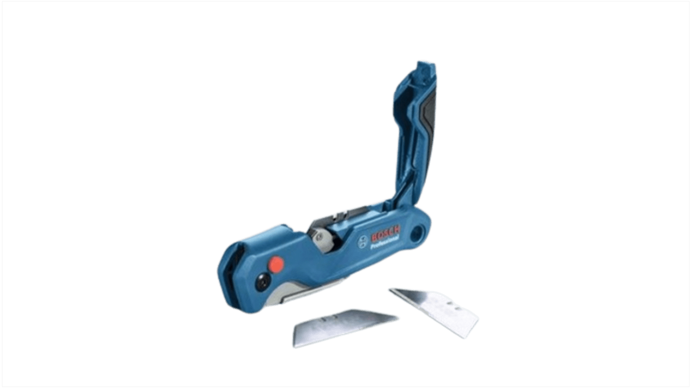 Bosch Professional Folding Knife Messer mit Verriegelung, Klappmesser Abbrechklinge, Edelstahl Klinge / Gummi Griff,