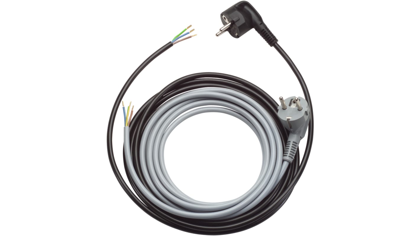 Lapp OLFLEX PLUG H05VV-F Power Cable Assembly, 3 Cores, 1.5 mm², Unscreened, 1.5m, Black PVC Sheath, 16