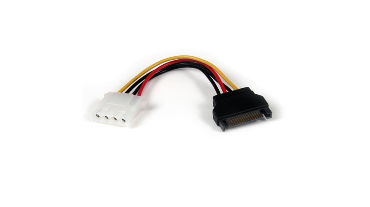 Cable SATA StarTech.com, con. A: Alimentación SATA Macho de 15 vías, con. B: LP4 Hembra, long 6plg