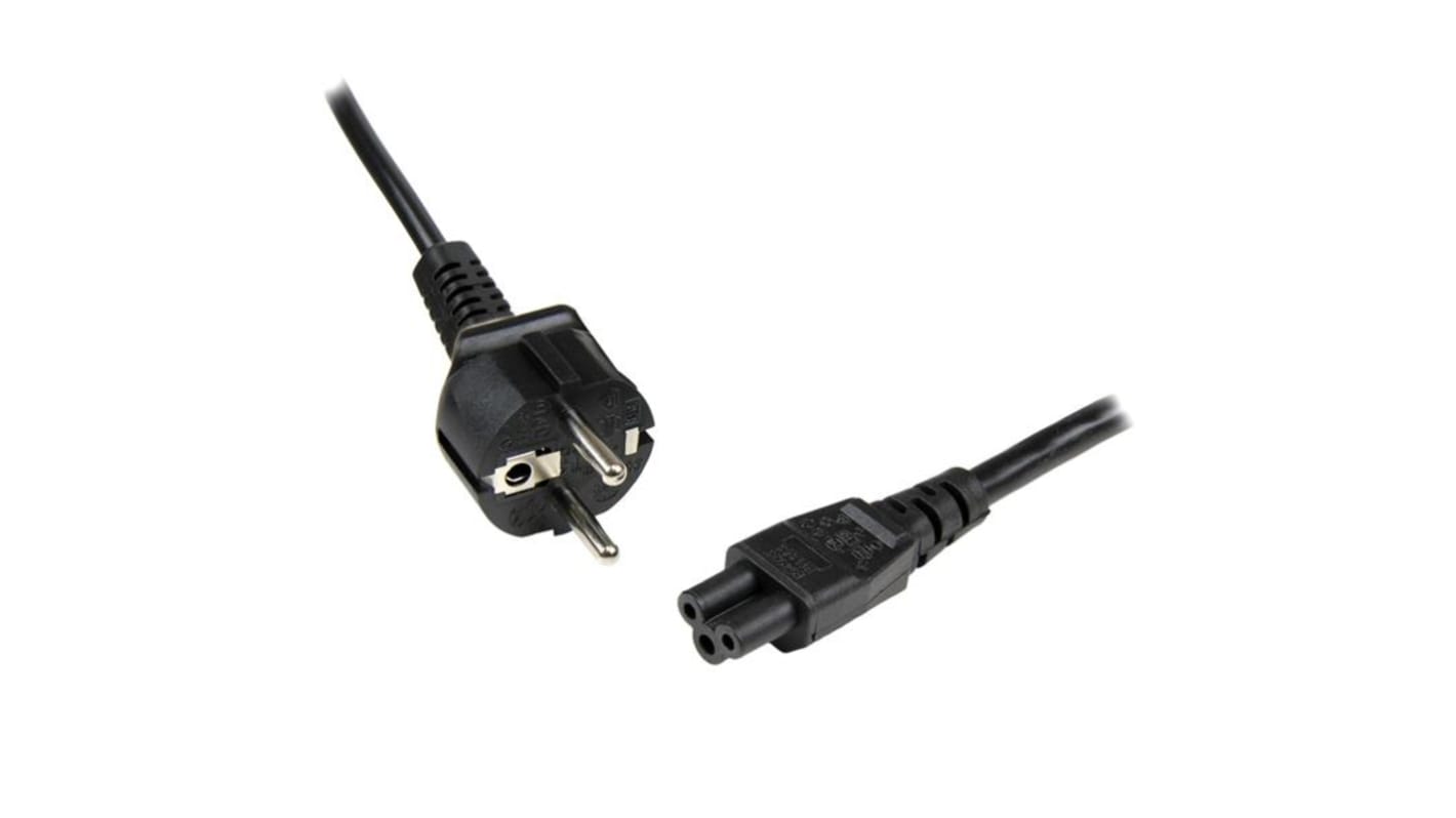 StarTech.com Straight CEE 7/7 Plug to Straight IEC C5 Socket Power Cord, 1m