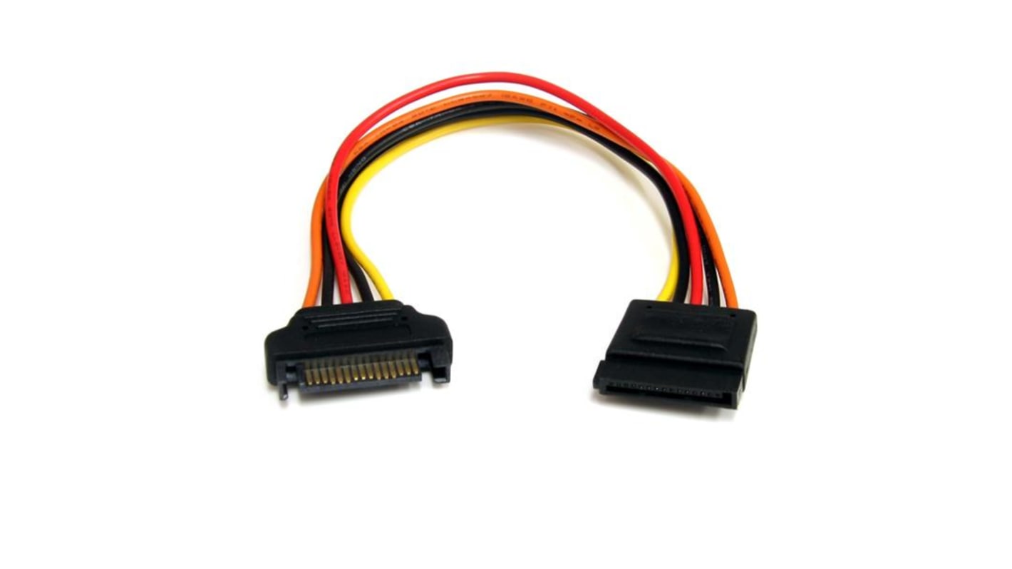 Cable SATA StarTech.com, con. A: Alimentación SATA Macho de 15 vías, con. B: Alimentación SATA Hembra, long 8plg