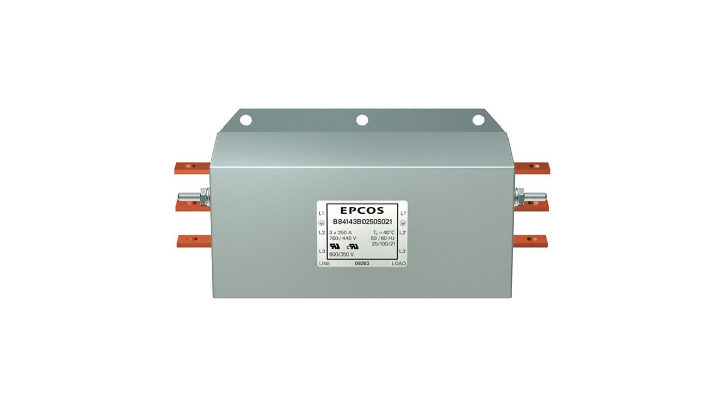 EPCOS, B84143 180A 760 V 50 Hz, 60 Hz, Chassis Mount Power Line Filter, Solder 3 Phase