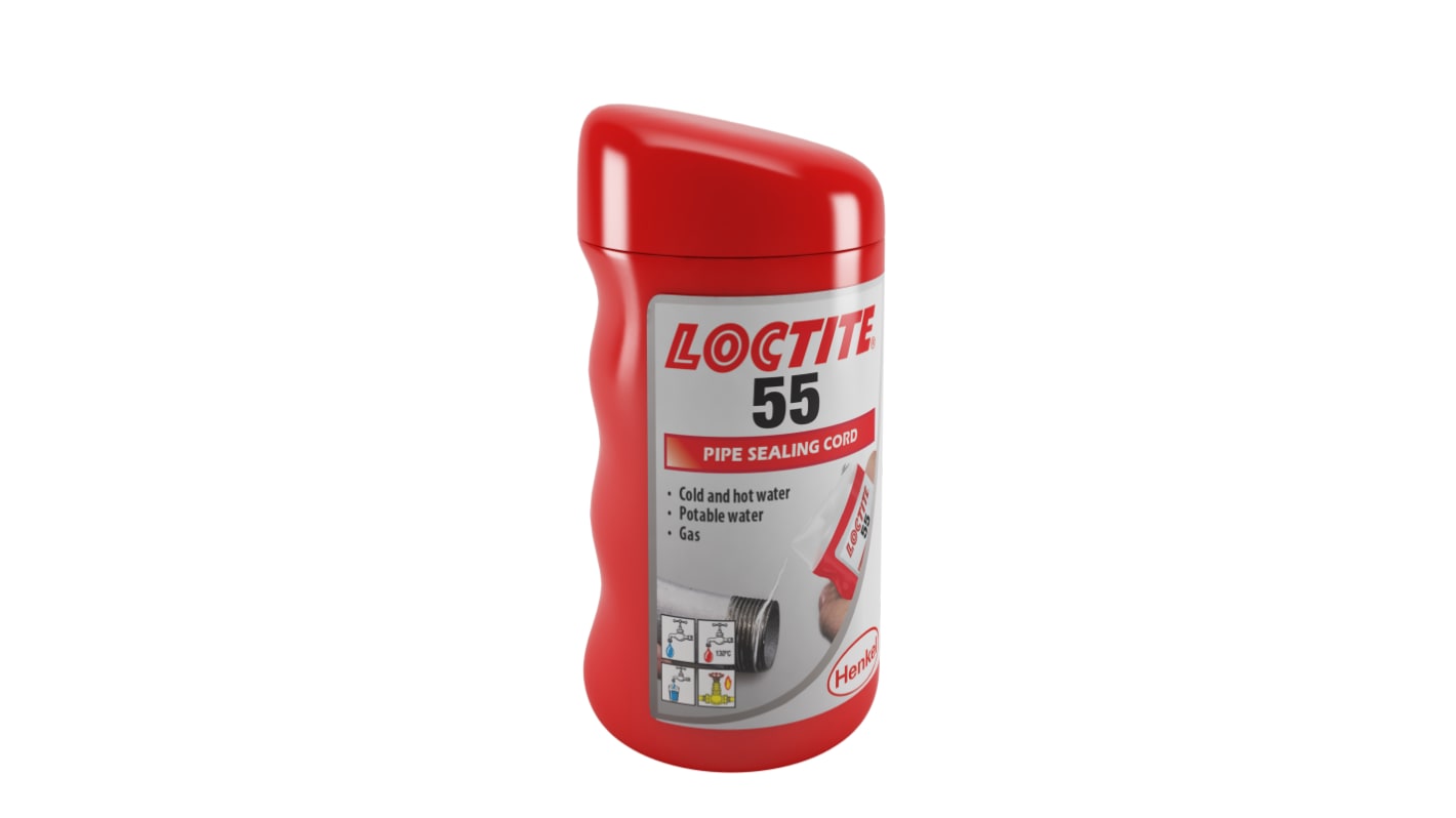 Sellador de roscas Loctite 55 Blister de color Blanco, Recipiente de 50 m, Sellado de roscas