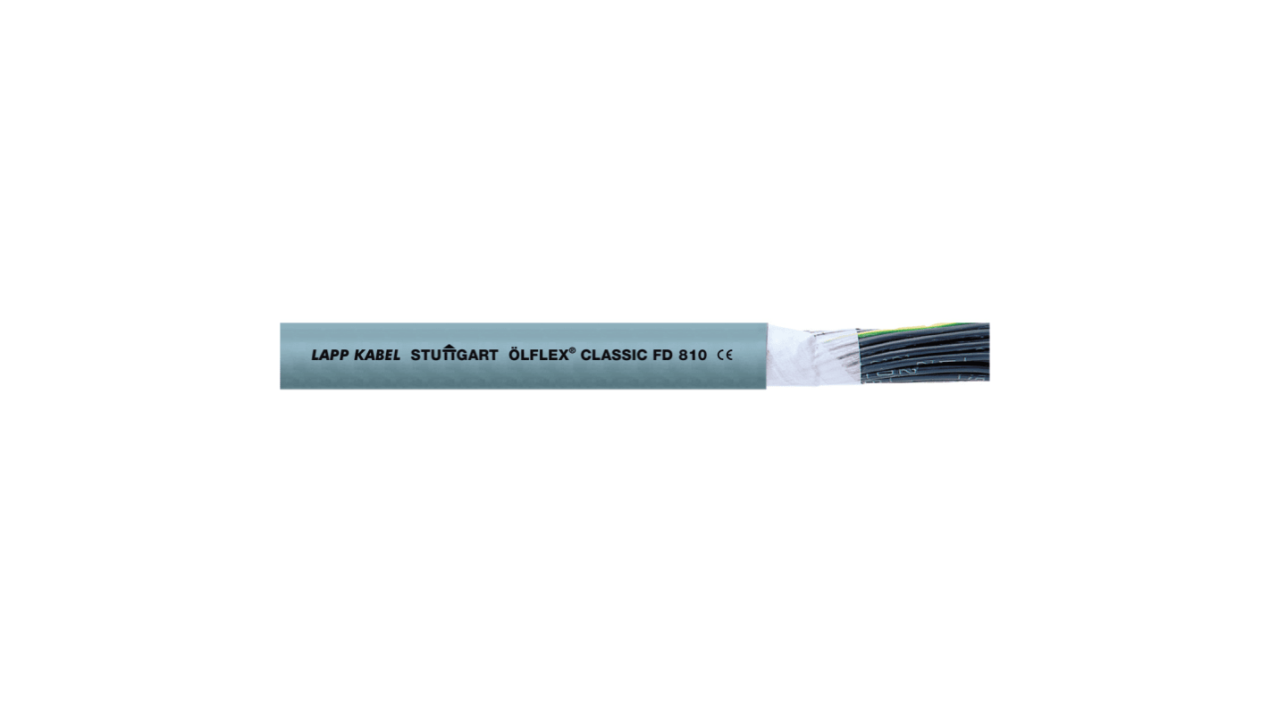 Lapp OLFLEX CLASSIC FD 810 Control Cable, 3 Cores, 0.75 mm², Screened, 100m, Silver Grey PVC Sheath, 18 AWG