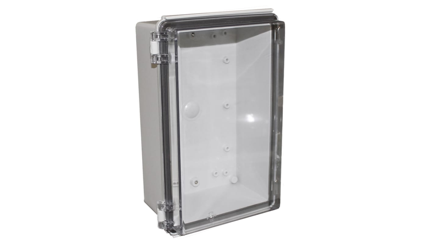 CAMDENBOSS X8 Series Grey ABS General Purpose Enclosure, IP67, IK08, Clear Lid, 270x170x110mm