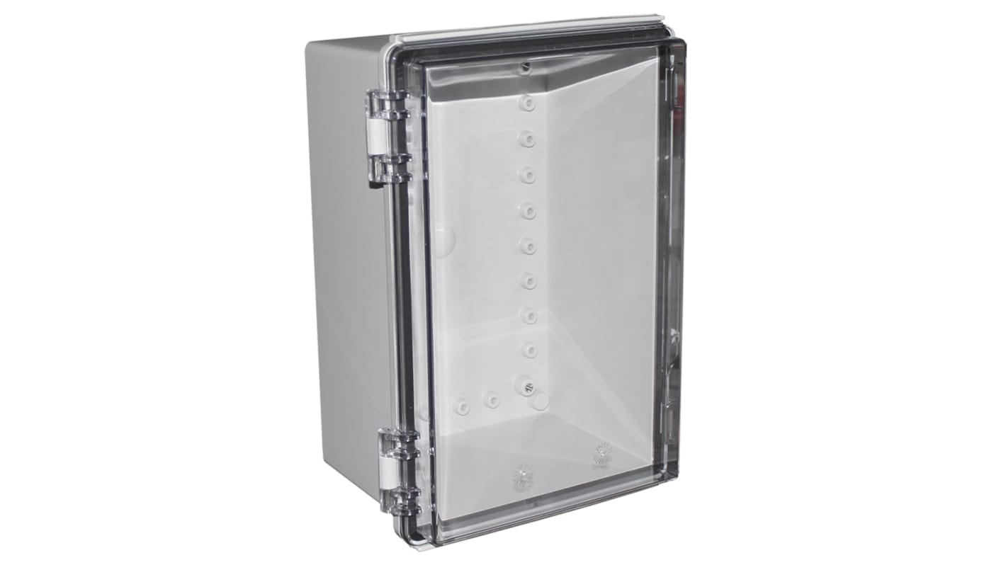 CAMDENBOSS X8 Series Grey ABS General Purpose Enclosure, IP67, IK08, Clear Lid, 300x200x150mm