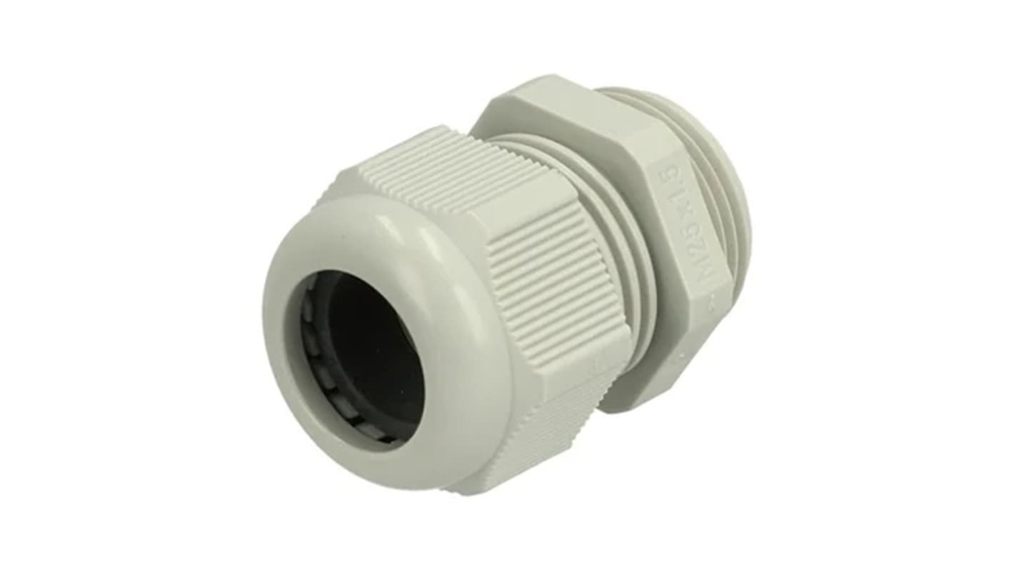 Fibox GPA Series Light Grey Cable Gland, M25 Thread, 11mm Min, 17mm Max, IP68