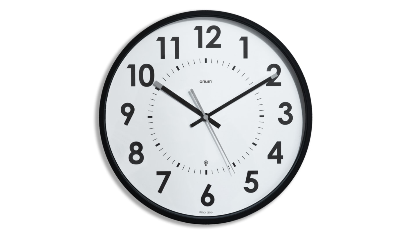 11525 Orium Black Radio Controlled Analog Wall Clock, 30cm Diameter RS