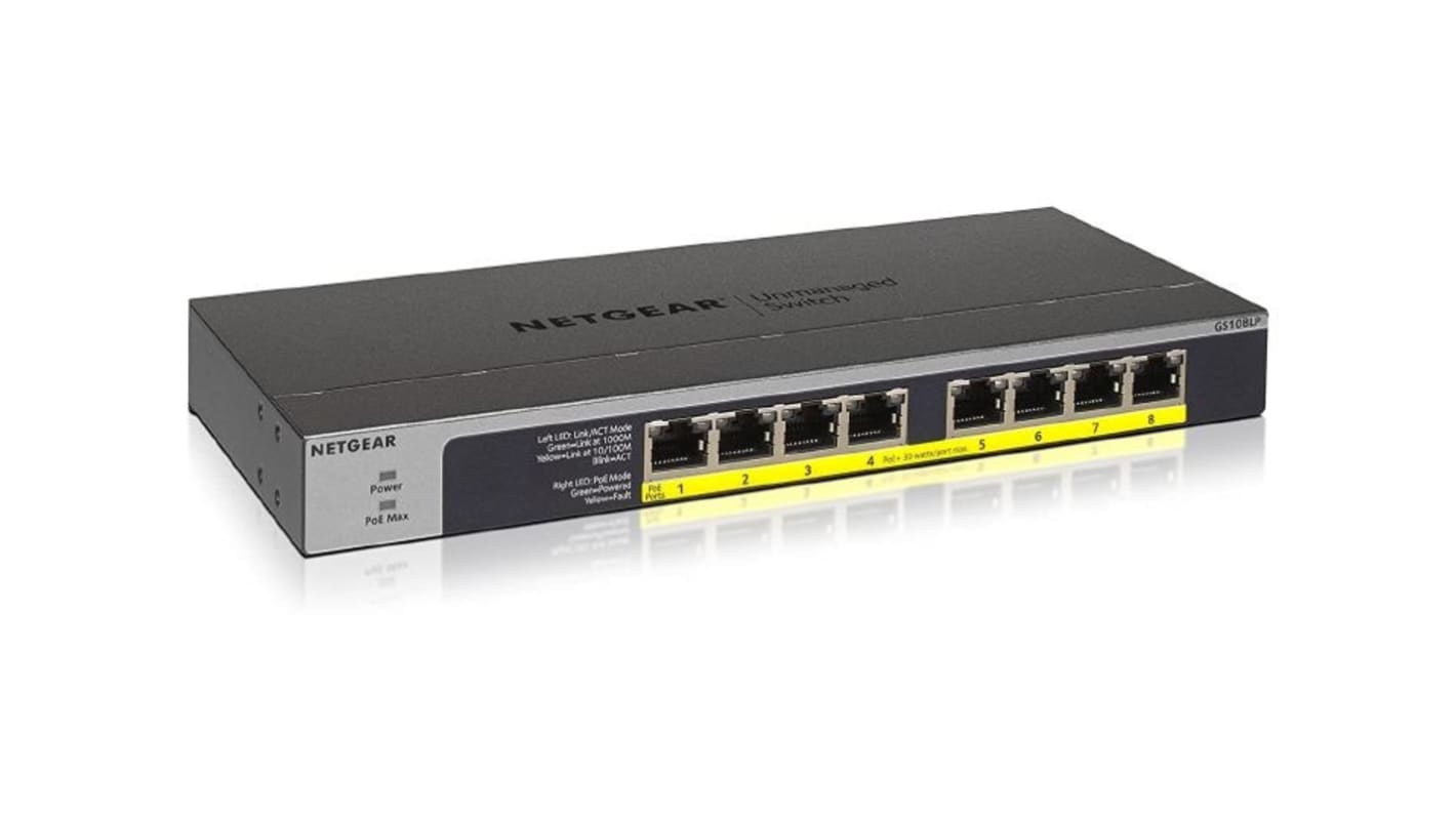 Netgear GS108LP, Unmanaged 8 Port Ethernet Switch With PoE