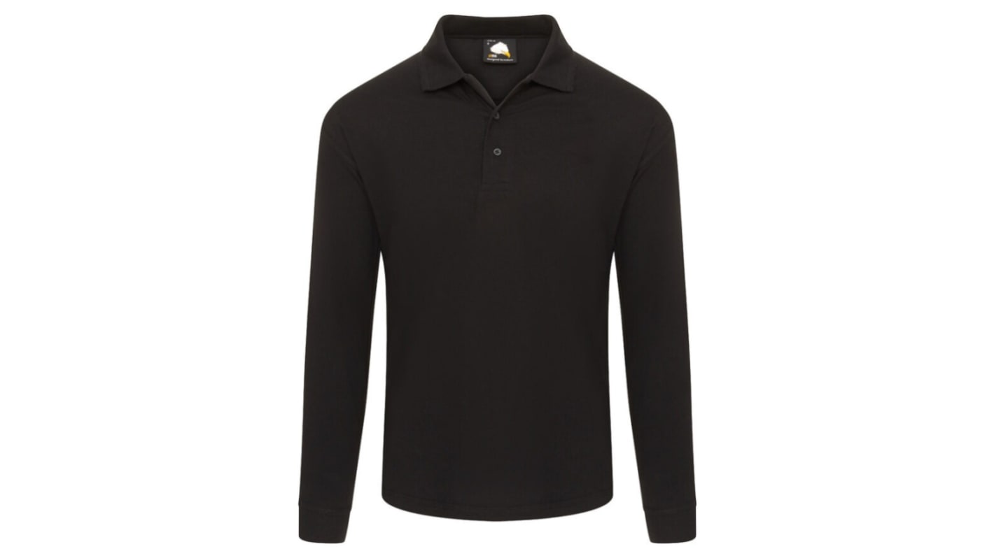 Orn 1170 Black Cotton, Polyester Polo Shirt, UK- M, EUR- M