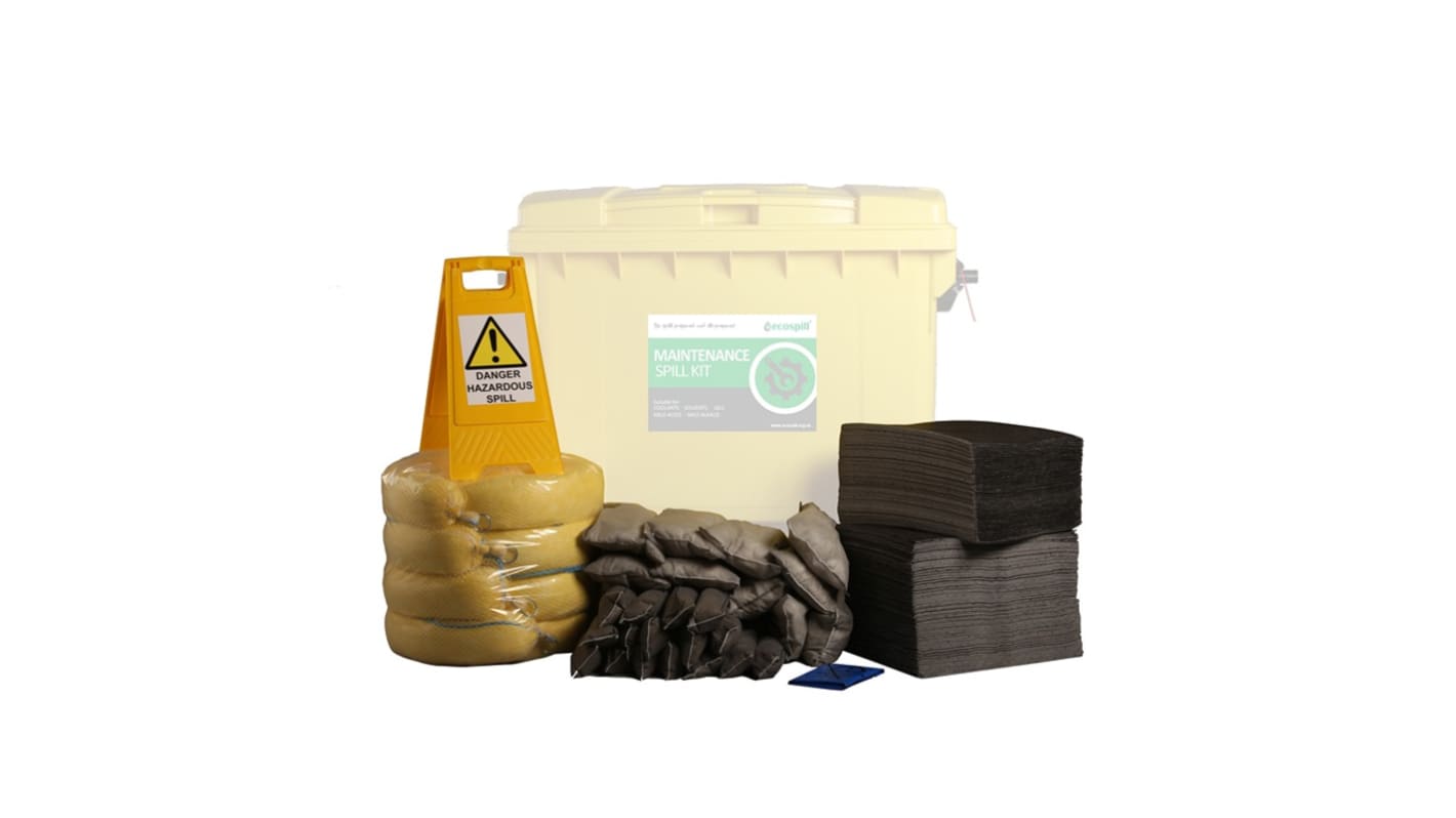 Kit para derrames Ecospill Ltd, contiene Bolsa y brida x 1, cubierta de drenaje de arcilla x 1, almohadillas x 200,