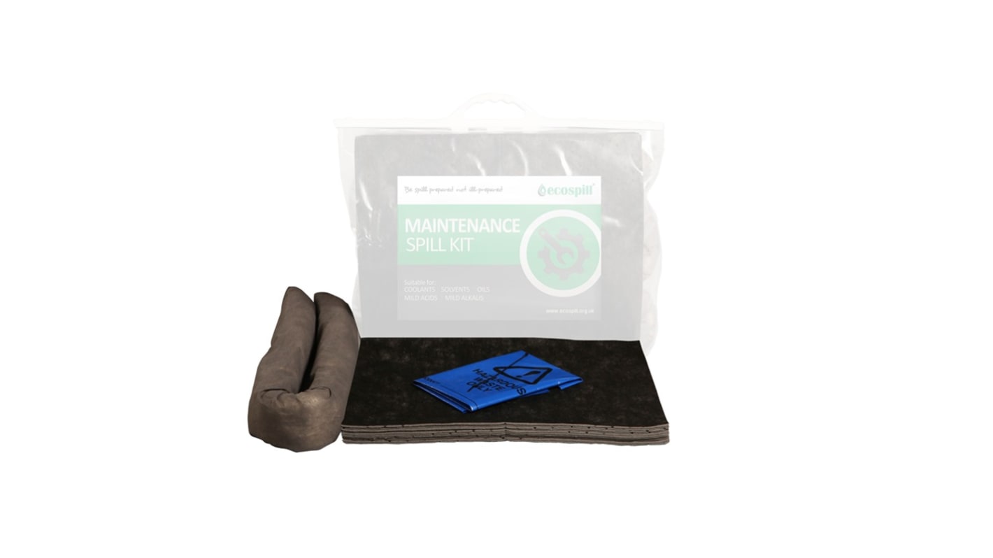 Kit para derrames Ecospill Ltd, contiene Bolsa y brida x 1, almohadillas x 10, capacidad de absorción 20 L, para