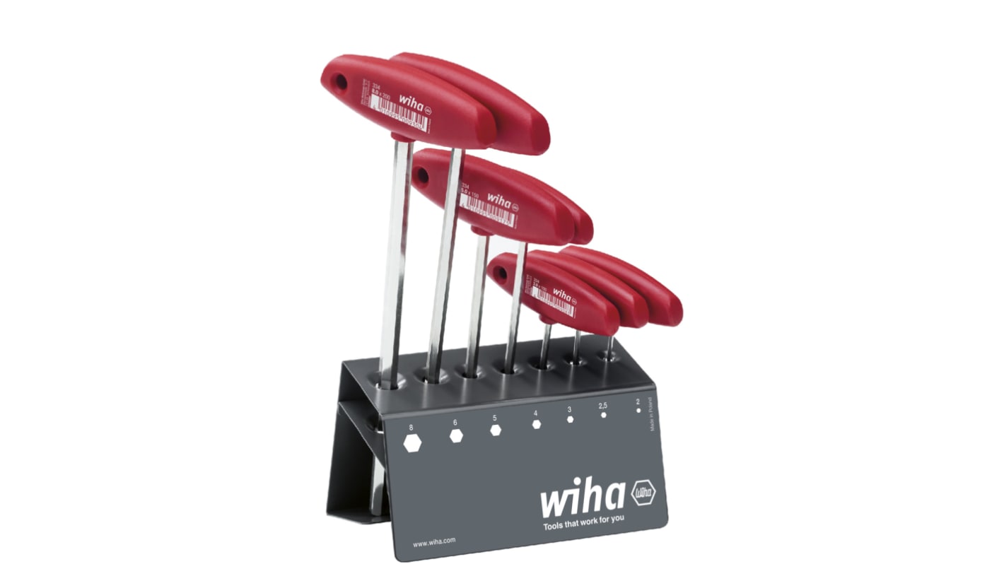 Wiha 7 piece T Shape Metric Hex Key Set, 2 → 8mm