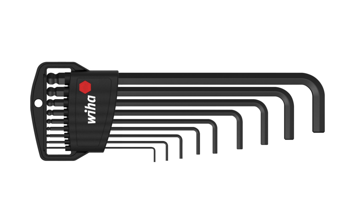 Wiha 9-Piece Hex Key Set, 1.5 → 10 Size, L Shape, Long Arm