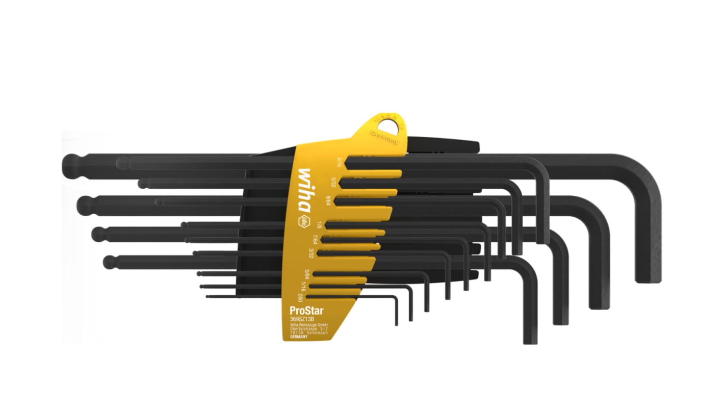 Wiha 13 piece L Shape Imperial Hex Key Set, 0.05 → 3/8in