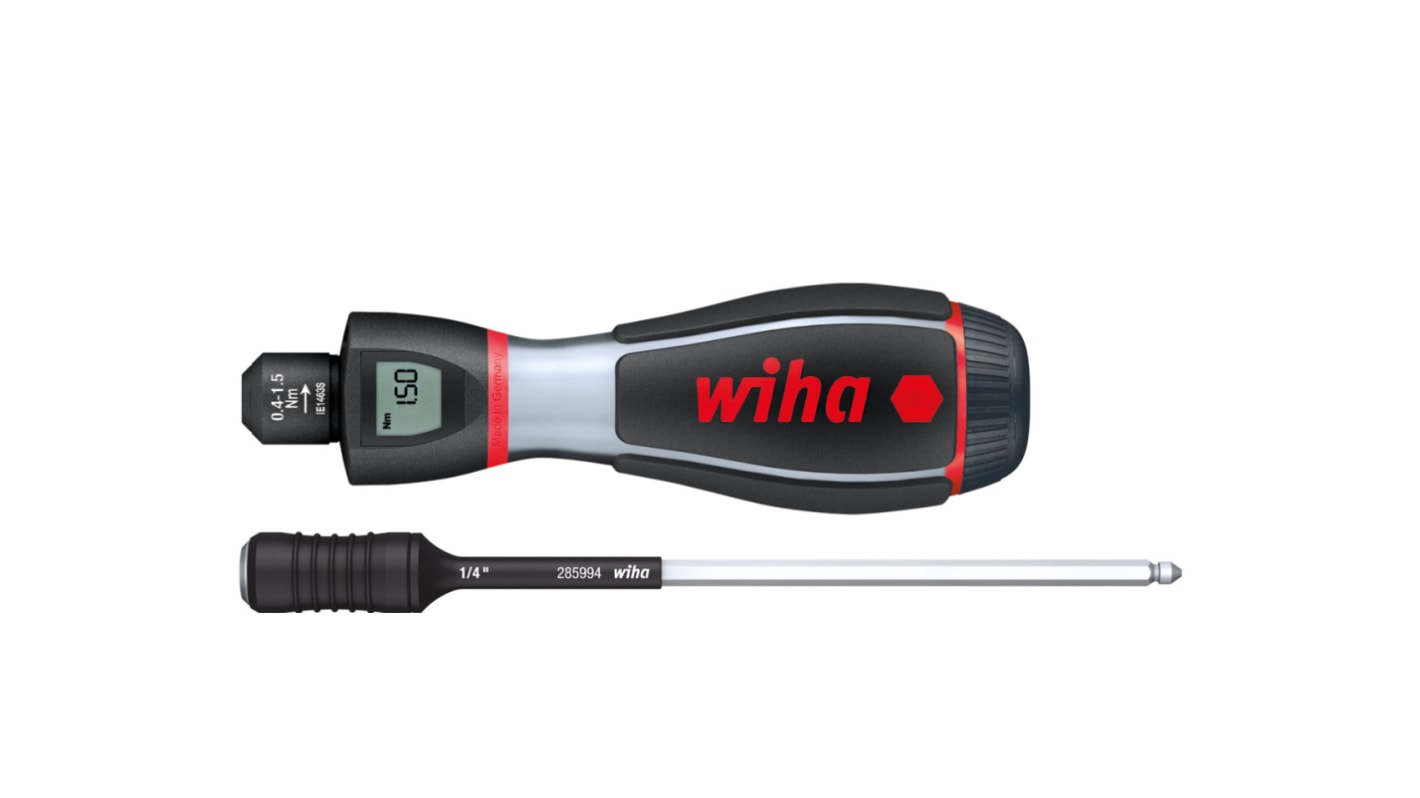 Wiha Adjustable Hex Torque Screwdriver, 0.4 → 1.5Nm, 4 mm Drive, No, ± 6 % Accuracy