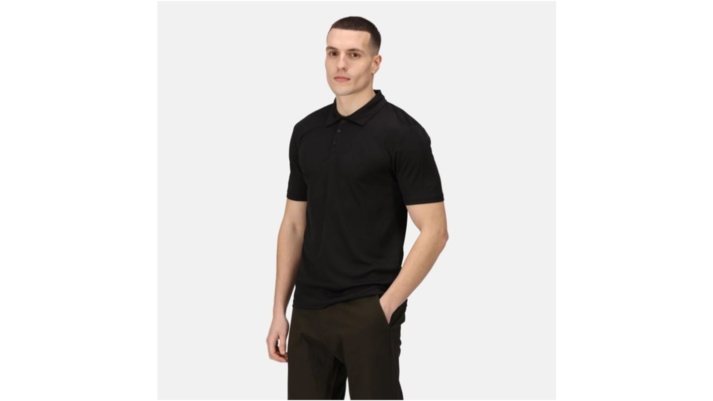 Regatta Professional TRS196 Black 100% Polyester Polo Shirt, UK- L, EUR- 52 → 54