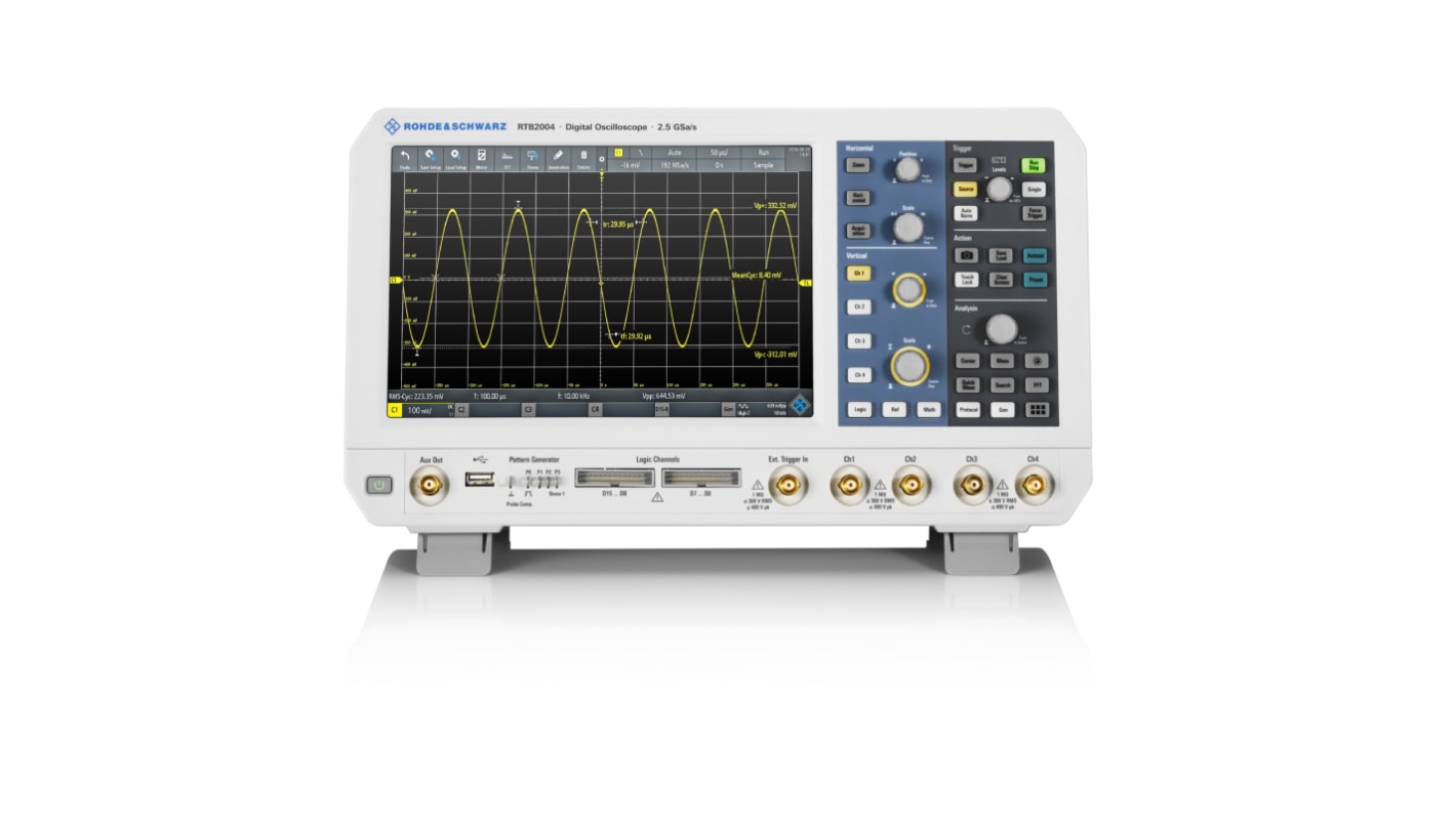 Osciloscopio de banco Rohde & Schwarz RTB2004 EDU, calibrado RS, canales:4 A, 70MHZ