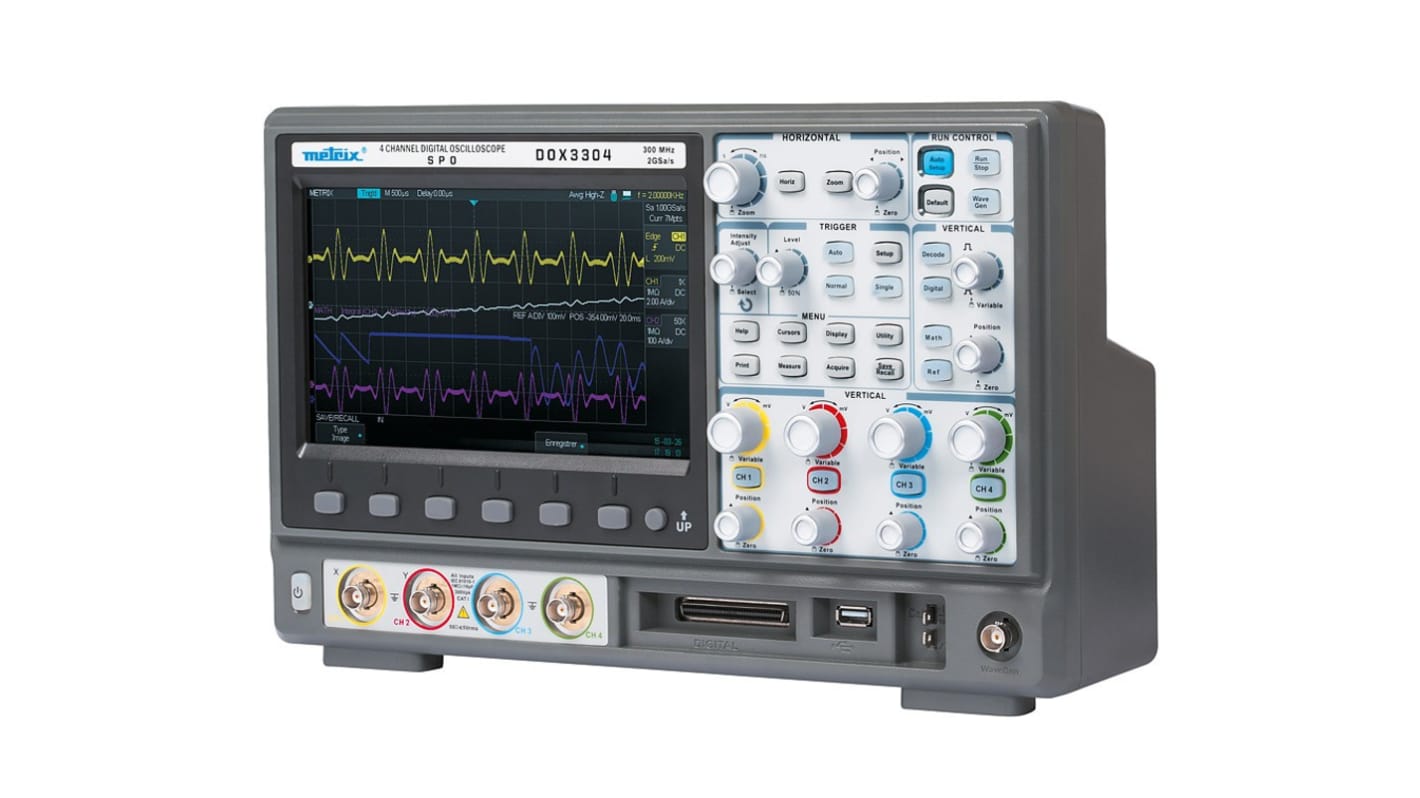 Metrix DOX3304 DOX3000 Series Digital Bench Oscilloscope, 4 Analogue Channels, 300MHz - UKAS Calibrated