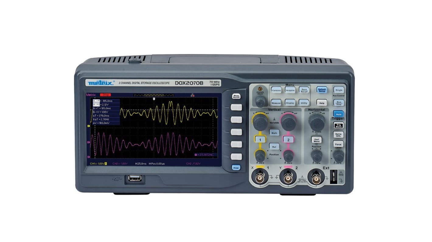 Metrix DOX2070B DOX 2000B Series Digital Bench Oscilloscope, 2 Analogue Channels, 70MHz - RS Calibrated