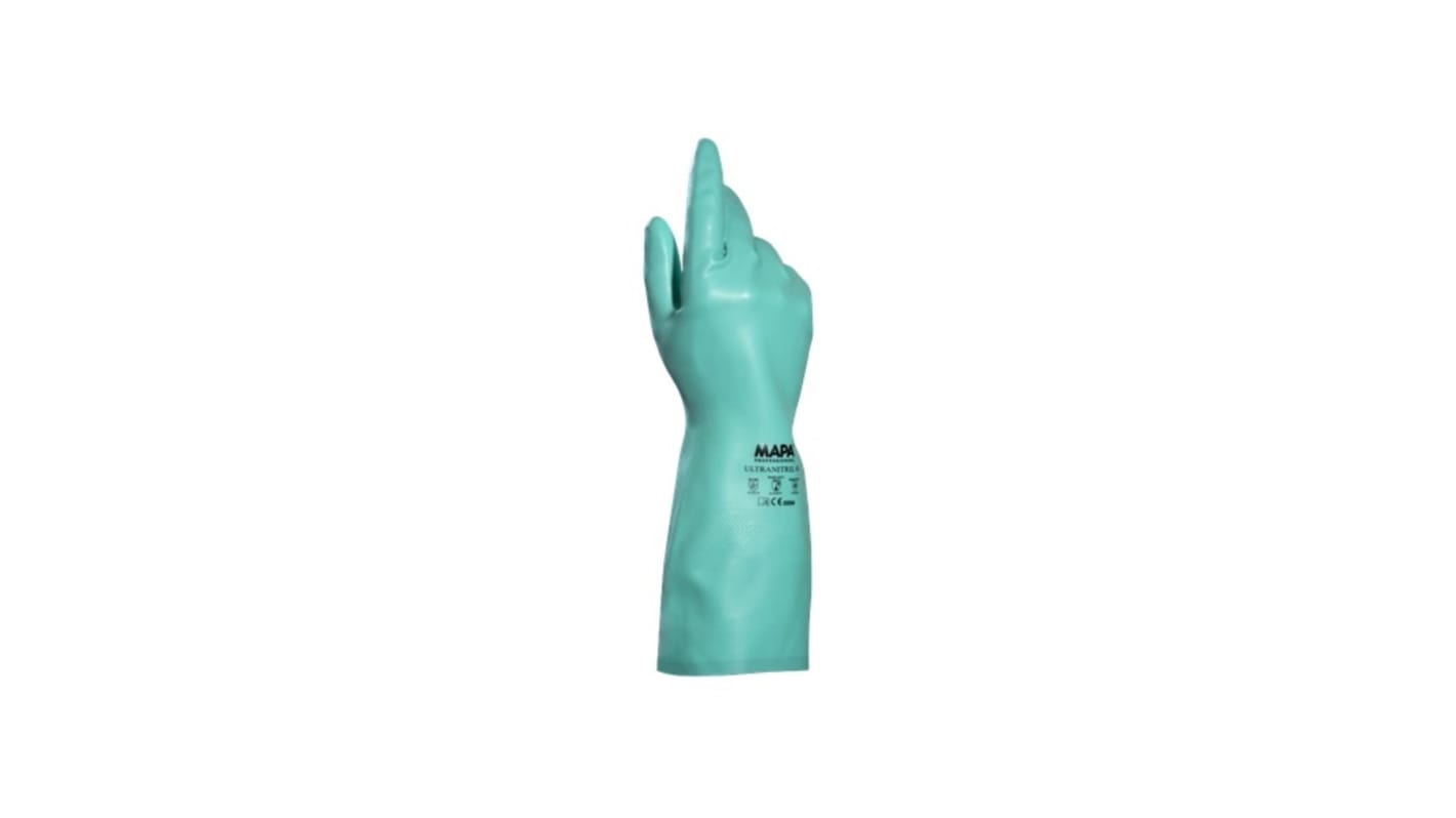 Mapa Ultranitril 491 Green Nitrile Chemical Resistant Gloves, Size 6, Nitrile Coating