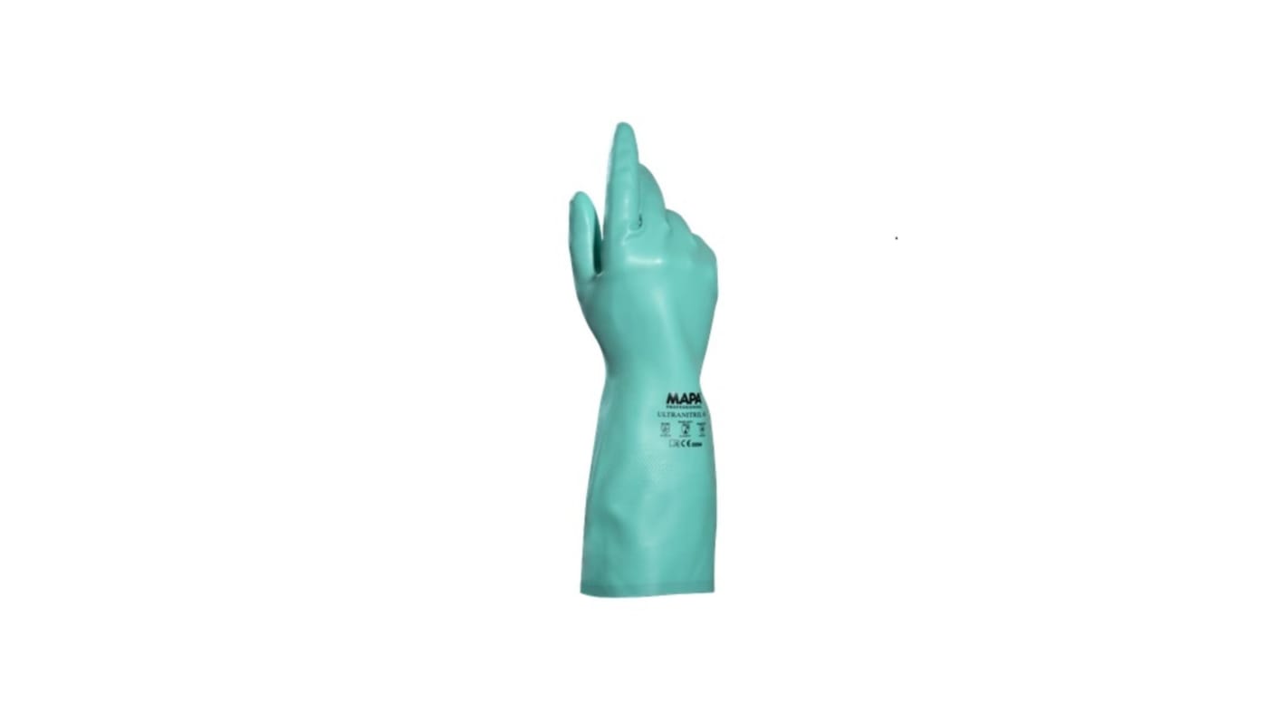 Mapa Ultranitril 491 Green Nitrile Chemical Resistant Gloves, Size 7, Nitrile Coating