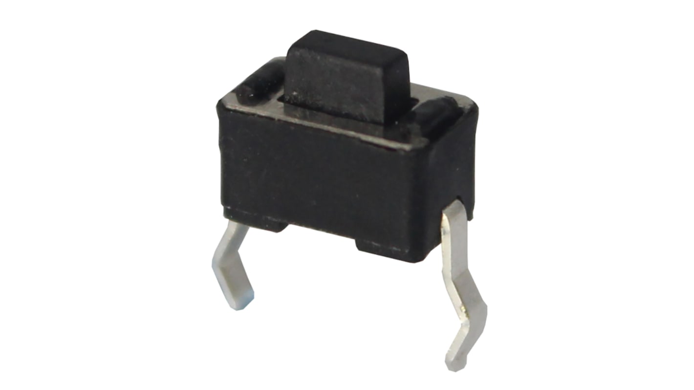 Black Button Tact Switch, SPST 50mA 5mm Through Hole