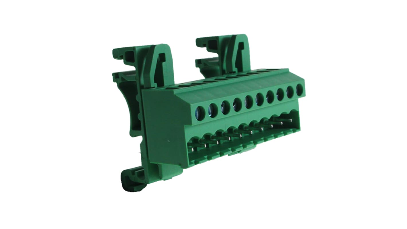 CAMDENBOSS CTBPD96VJ Series Green DIN Rail Terminal Block, 1.5mm², Pluggable Termination