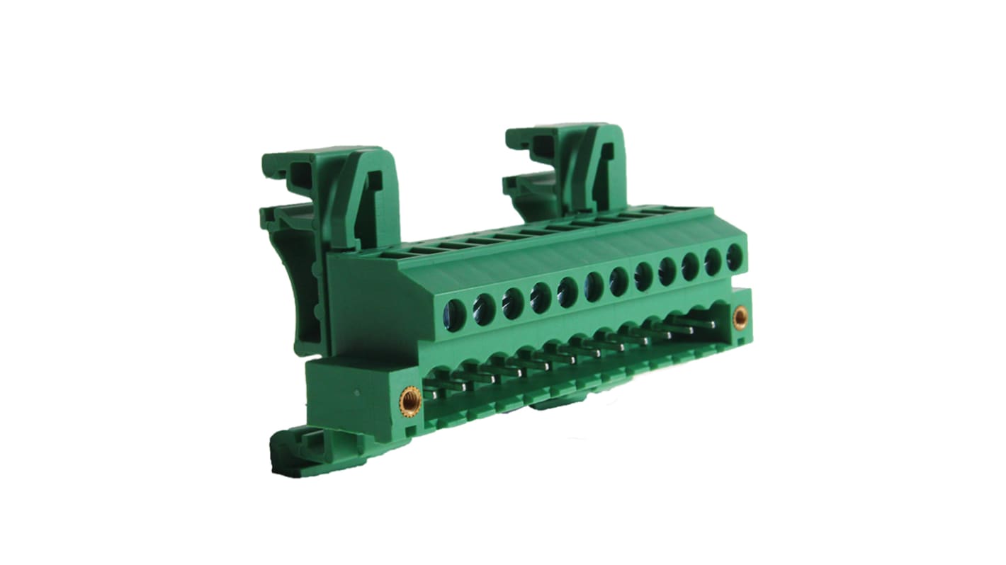 CAMDENBOSS CTBPD96VJ Series Green DIN Rail Terminal Block, 1.5mm², Pluggable Termination