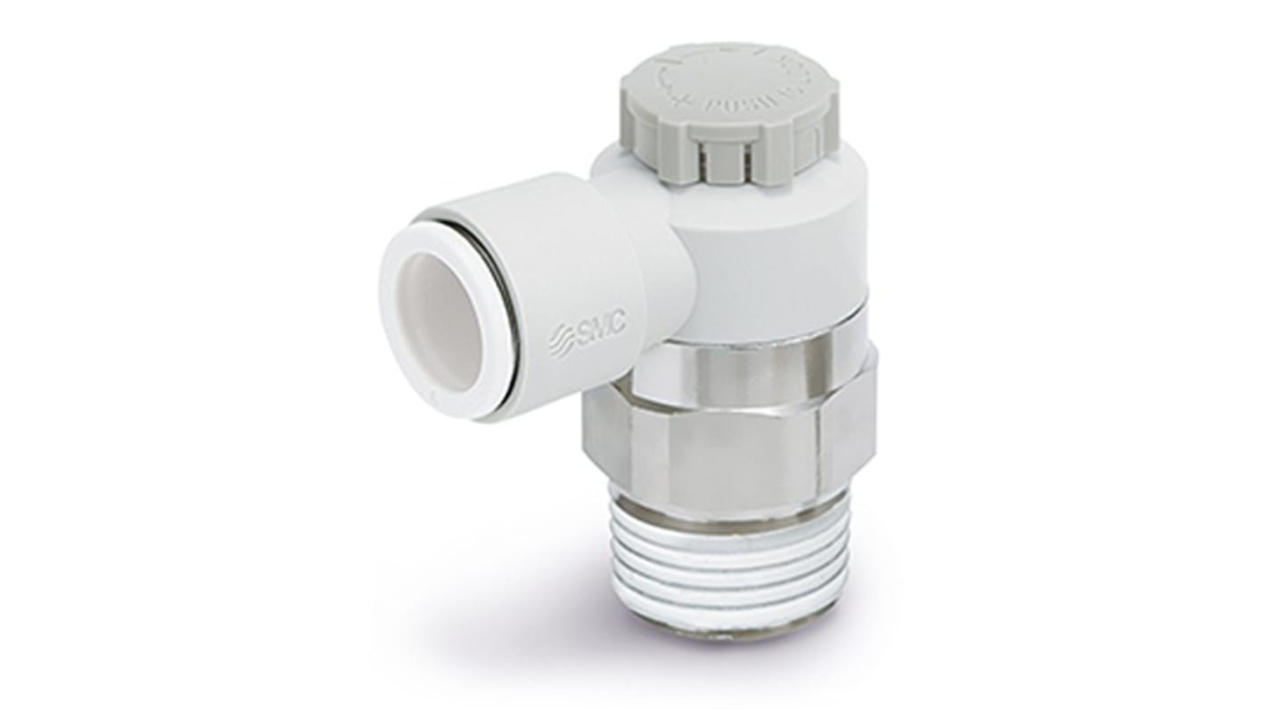 SMC AS Series Elbow Fitting, M5 x 0.8 to Push In 6 mm, Threaded-to-Tube Connection Style