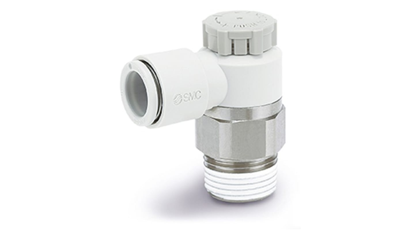 SMC AS Series Elbow Fitting, M5 x 0.8 to Push In 4 mm, Threaded-to-Tube Connection Style